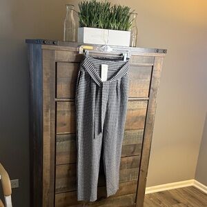 Sienna Sky Black & White Gingham High-Waist Tie-Waist Cropped Pants